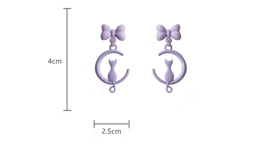 Earring Moon Clip On Cat Dangle / FashionChic