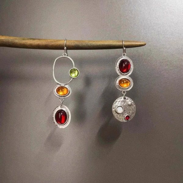 Gemstone Dangle Asymmetrical Earring FashionChic