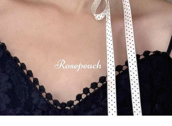 Dotted Necklace Beaded Ribbon FashionChic