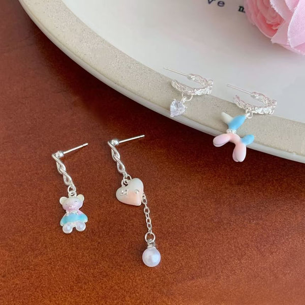 Asymmetrical Dangle Bear Earring FashionChic