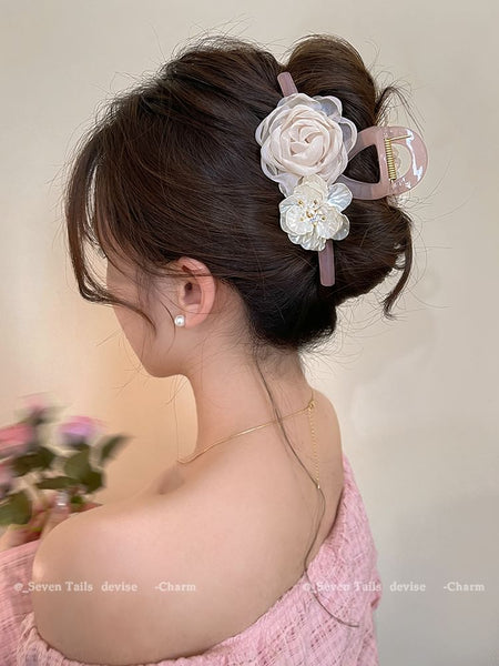Fabric Clip Acrylic Floral Claw Hair FashionChic