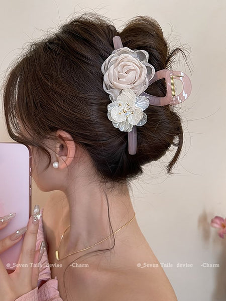 Fabric Clip Acrylic Floral Claw Hair FashionChic