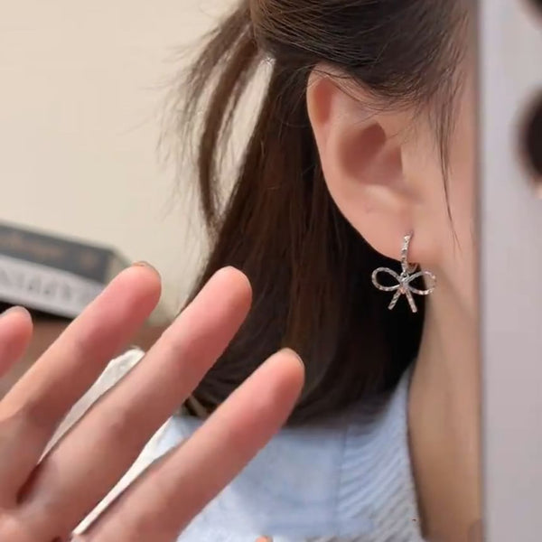 Drop Huggie Earring Bow FashionChic