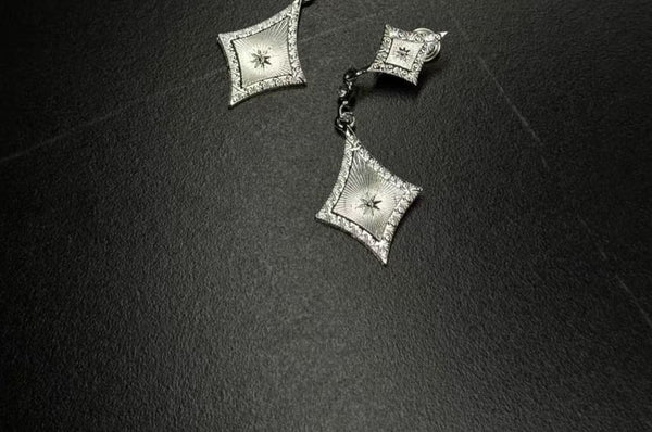 Earring Drop Rhombus Clip-On Rhinestone FashionChic