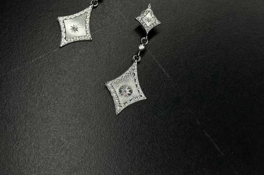 Earring Drop Rhombus Clip-On Rhinestone FashionChic
