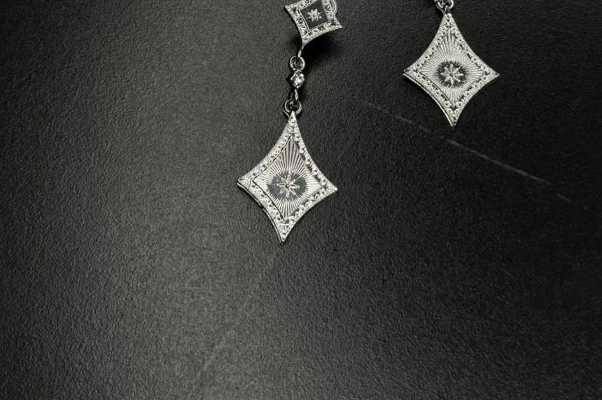 Earring Drop Rhombus Clip-On Rhinestone FashionChic