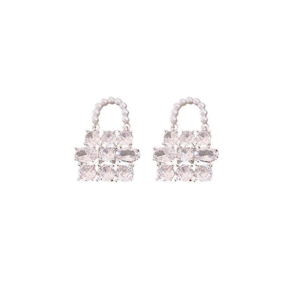 Faux Drop Rhinestone Handbag Pearl Earring FashionChic