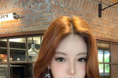 Fringed Earring Bow Pearl Drop Faux FashionChic