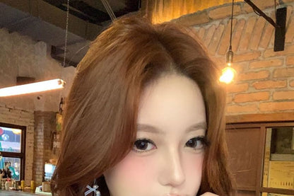 Fringed Earring Bow Pearl Drop Faux FashionChic