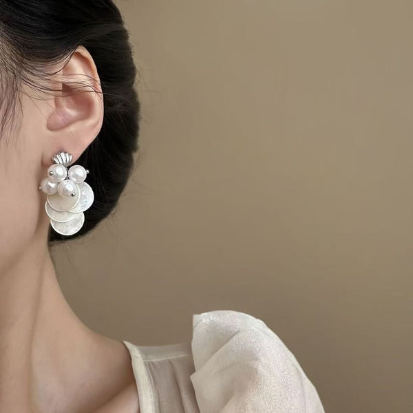 Fringed Pearl Shell Earring Faux Drop FashionChic