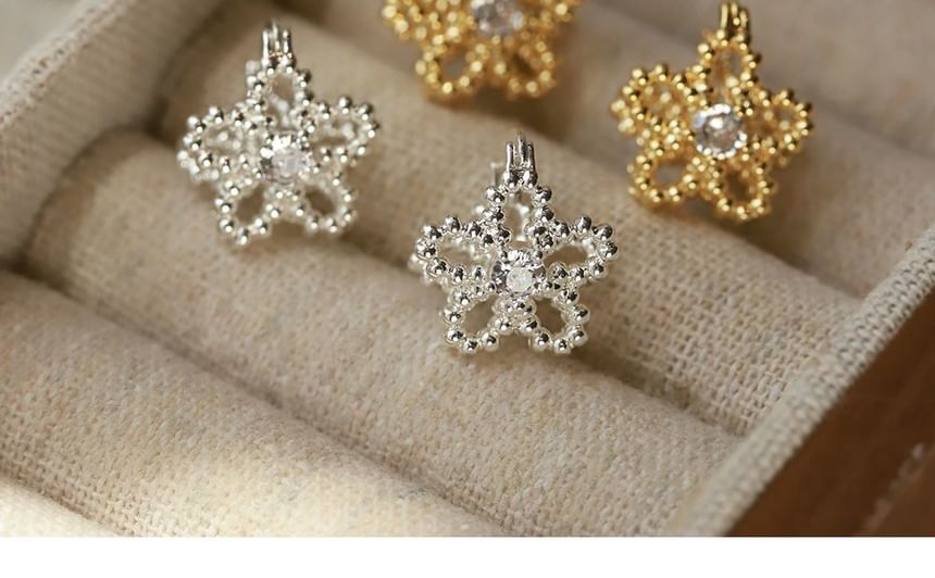 Huggie Flower Earring Rhinestone FashionChic