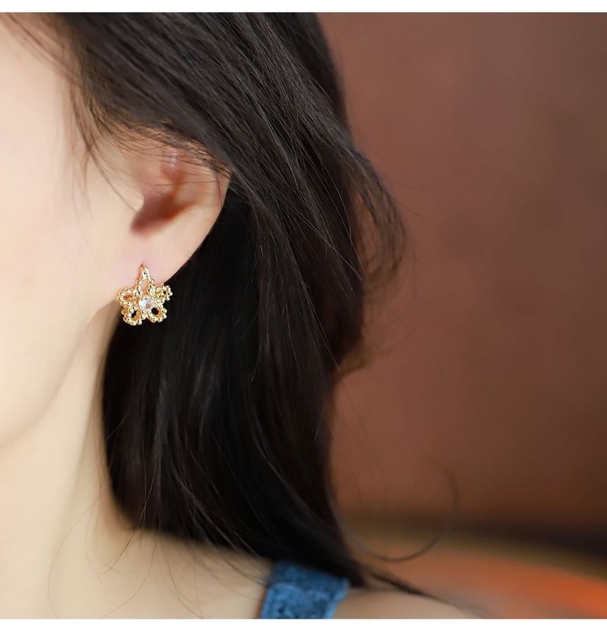 Huggie Flower Earring Rhinestone FashionChic