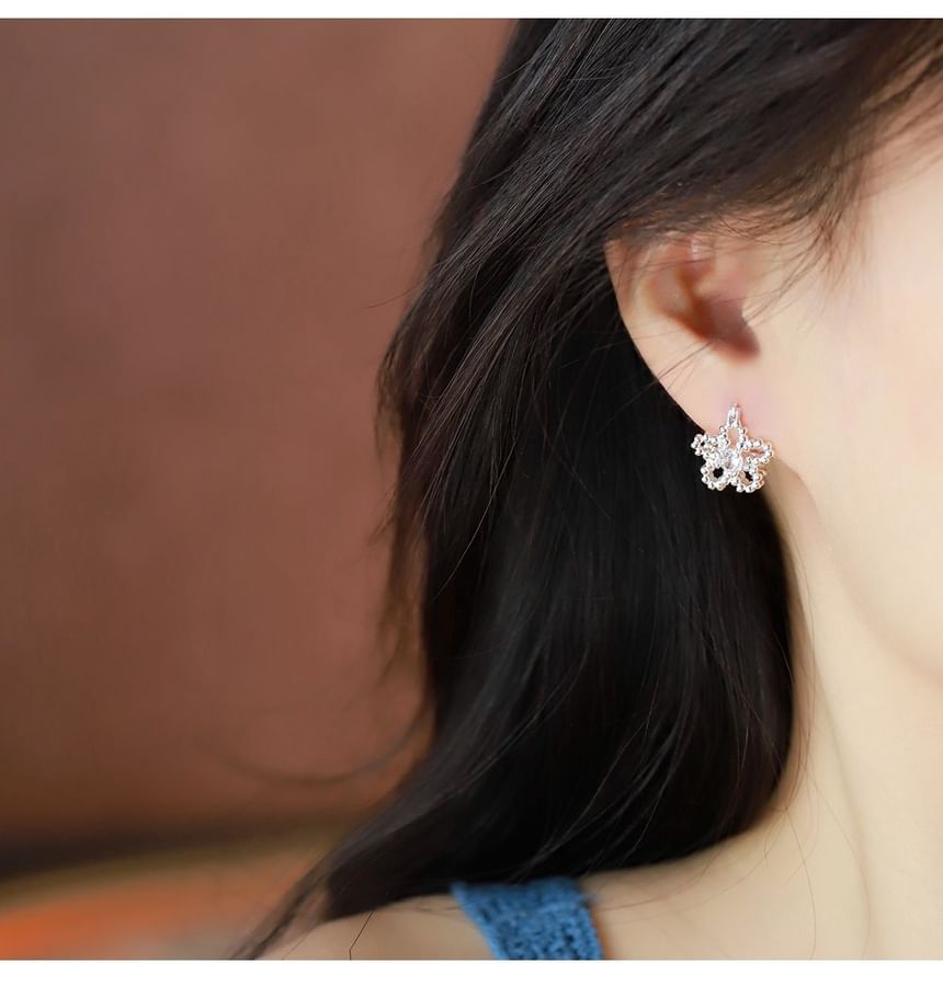 Huggie Flower Earring Rhinestone FashionChic