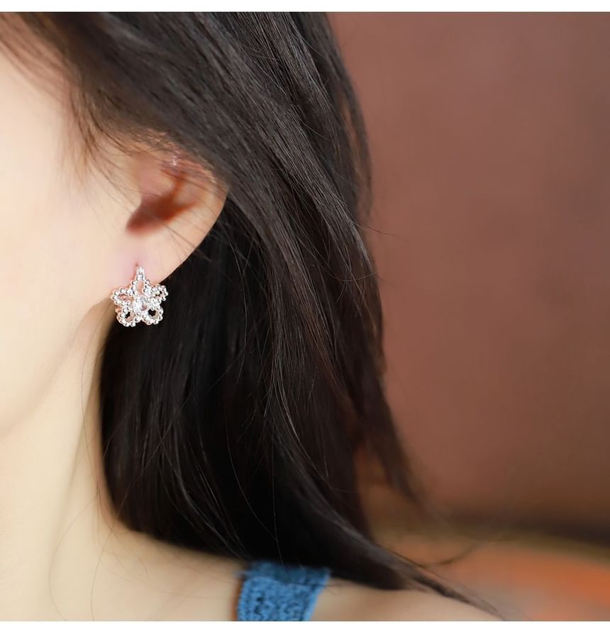 Huggie Flower Earring Rhinestone FashionChic