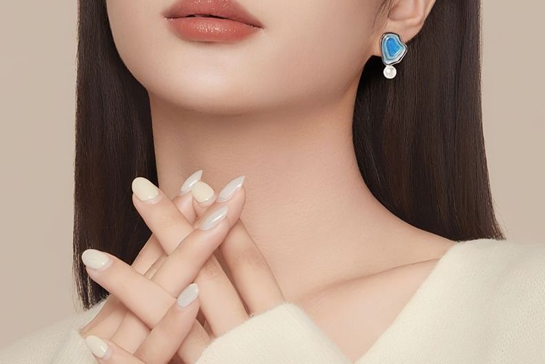 Asymmetrical Faux Drop Pearl Glitter Earring FashionChic