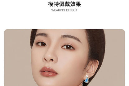 Asymmetrical Faux Drop Pearl Glitter Earring FashionChic