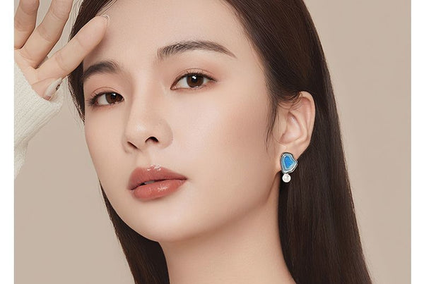 Asymmetrical Faux Drop Pearl Glitter Earring FashionChic