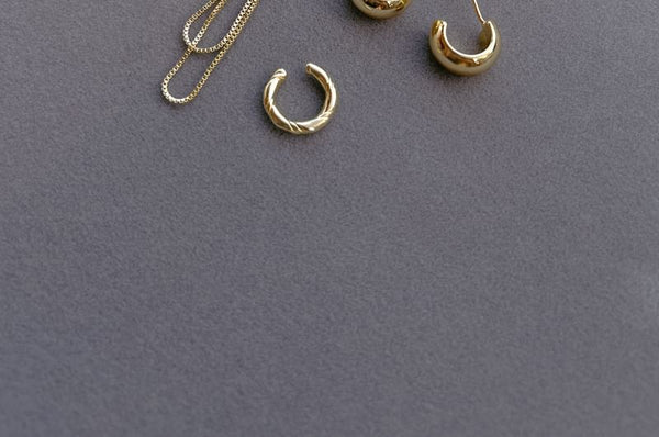 Sterling Plain Earring Hoop Ear Silver Chain Cuff + 925 Set: FashionChic