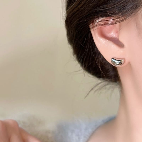 925 Silver Bean Earring Sterling Stud FashionChic
