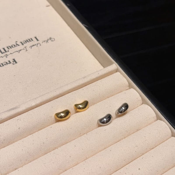 925 Silver Bean Earring Sterling Stud FashionChic