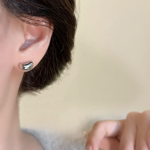 925 Silver Bean Earring Sterling Stud FashionChic