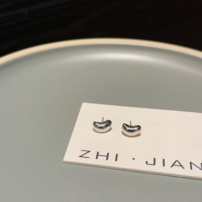 925 Silver Bean Earring Sterling Stud FashionChic