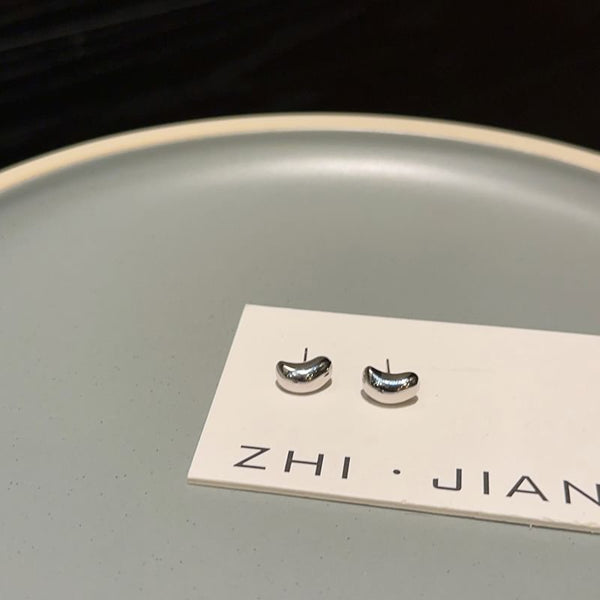 925 Silver Bean Earring Sterling Stud FashionChic