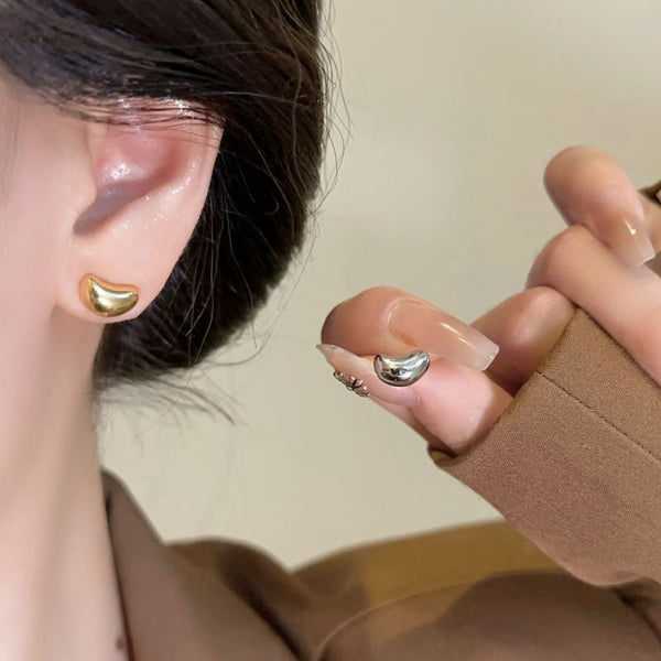 925 Silver Bean Earring Sterling Stud FashionChic