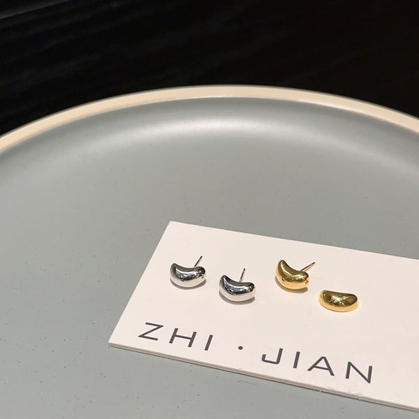 925 Silver Bean Earring Sterling Stud FashionChic