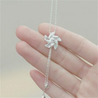 Necklace Pendant Silver Rhinestone 925 Sterling Windmill FashionChic