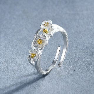 Sterling Silver Open Ring Floral 925 FashionChic