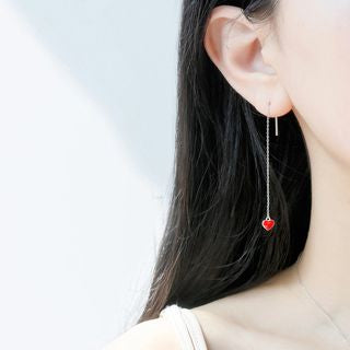 925 Silver Earring Drop Heart Sterling FashionChic