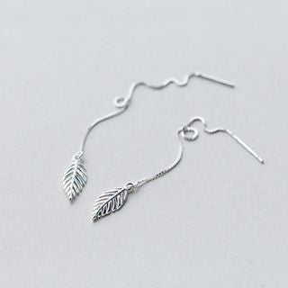 Drop 925 Sterling Earring Leaf Silver FashionChic