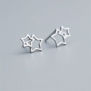 Star Double Sterling Silver Earring 925 FashionChic
