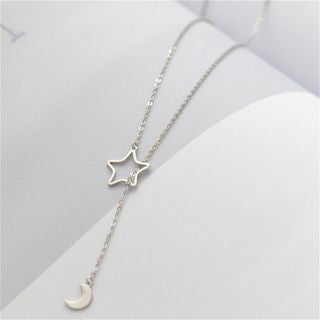 Pendant Necklace Moon and Silver Sterling Star 925 FashionChic