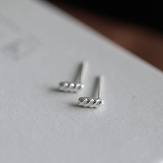 Earring Baguette Silver Stud Sterling FashionChic