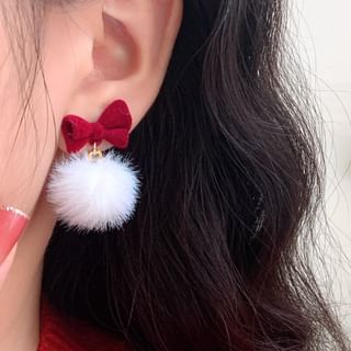 Pom Earring Drop Bow FashionChic