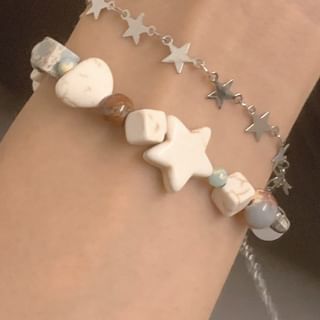 Gemstone Alloy Layered Resin Faux Bracelet Star Bead FashionChic