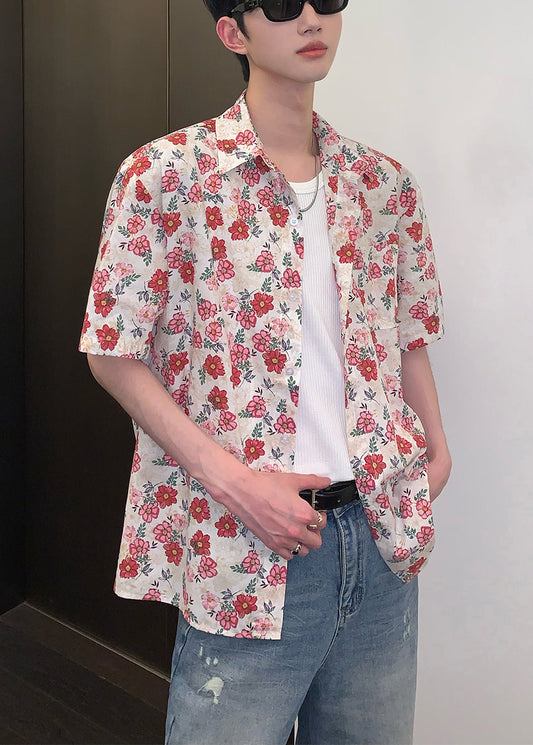 Leisure Versatile Short Sleeved Floral Vacation Style Shirt For Men HG007 Men-Silk-MENSTP240725