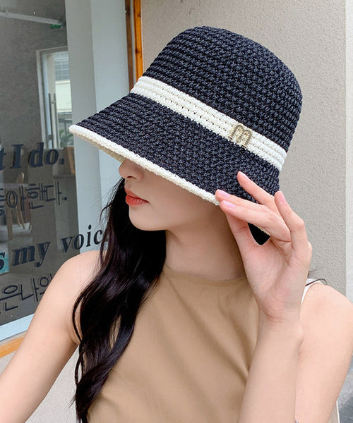 Knitted Leisure Hat White Bucket Hollowed Breathable Out FashionChic