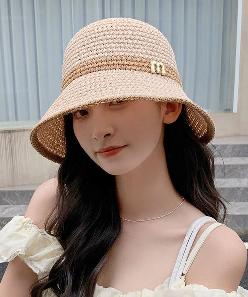 Knitted Leisure Hat White Bucket Hollowed Breathable Out FashionChic