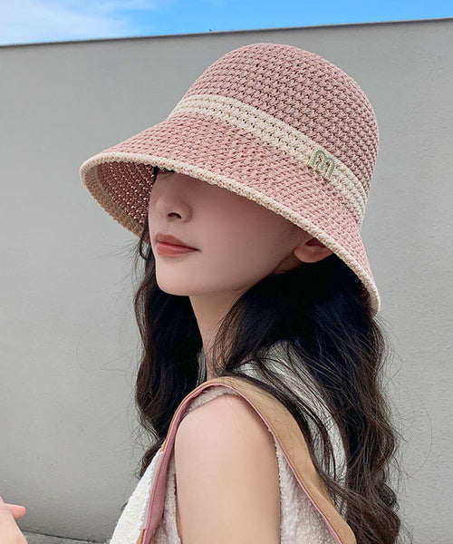 Knitted Leisure Hat White Bucket Hollowed Breathable Out FashionChic