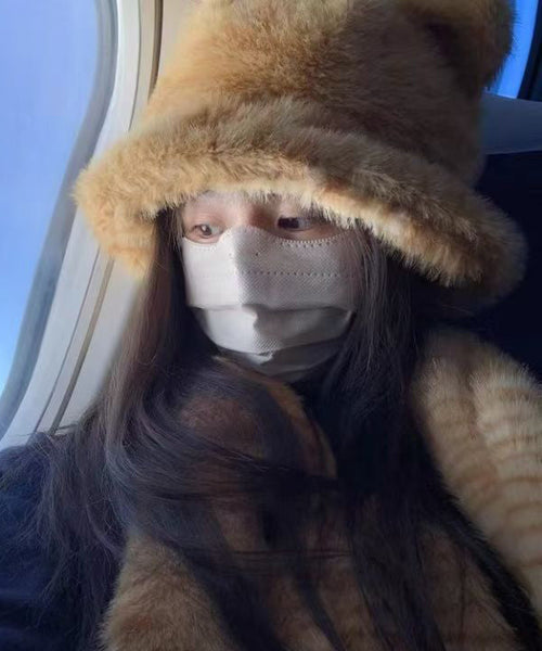 Leopard Print Cute Faux Fur Fisherman Hat Scarf Set RB050 ABC