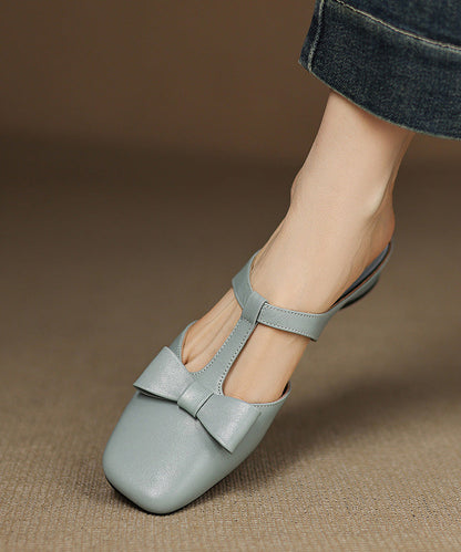 Light Sheepskin Out Sandals Hollow Slide Blue Splicing FashionChic