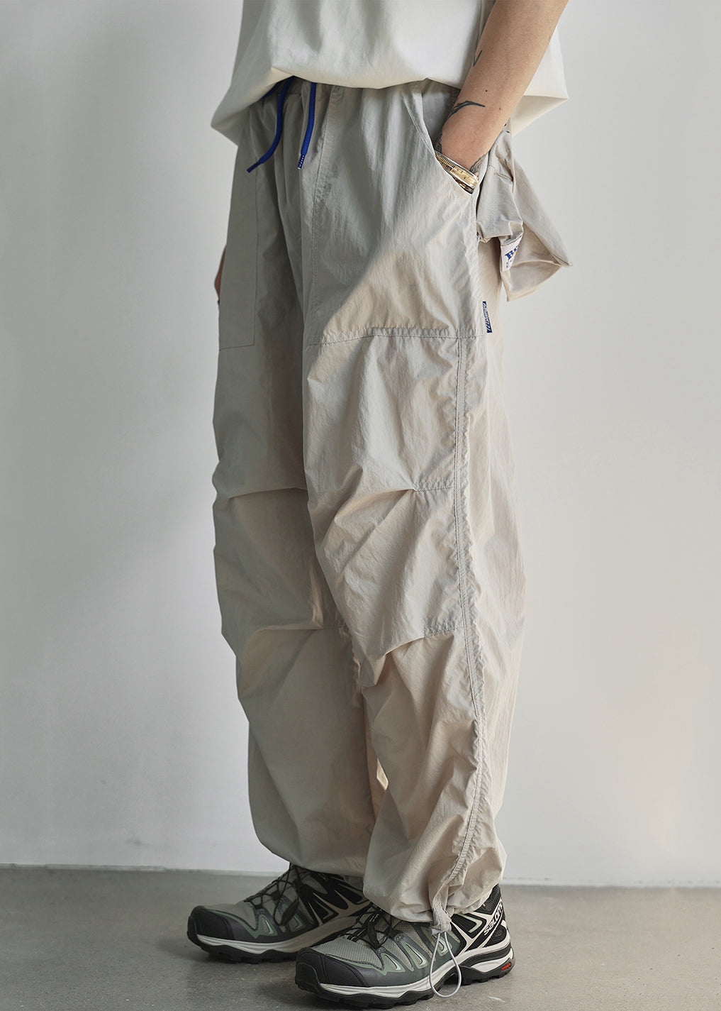 Cotton Waist Pockets Summer Elastic Grey Mens Light Pants FashionChic