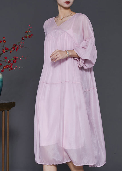 Light Purple Chiffon Dress Two Pieces Set Oversized Lantern Sleeve SD1009 Ada Fashion