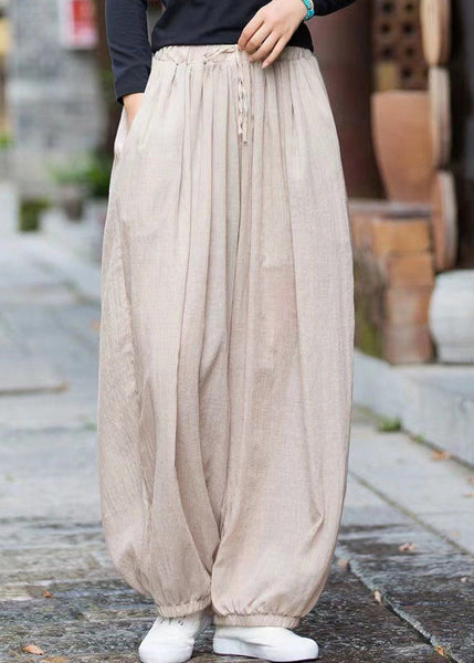 Linen Pockets Cotton Pants Elastic Waist Cinched Summer QK014 BB-LPTS241022