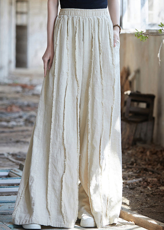 Linen Solid Pockets Linen Wide Leg Pants High Waist QE047 MZF-LPTS240927