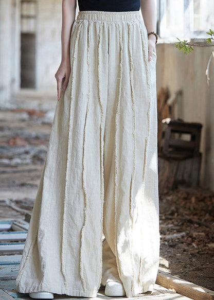 Linen Solid Pockets Linen Wide Leg Pants High Waist QE047 MZF-LPTS240927