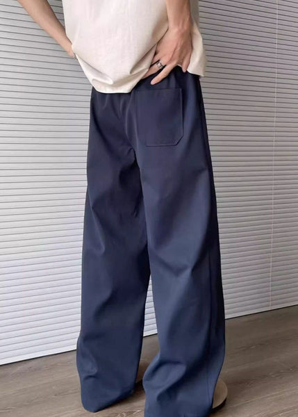 Embroideried Apricot Drawstring Mens Pockets Loose Pants Cotton FashionChic